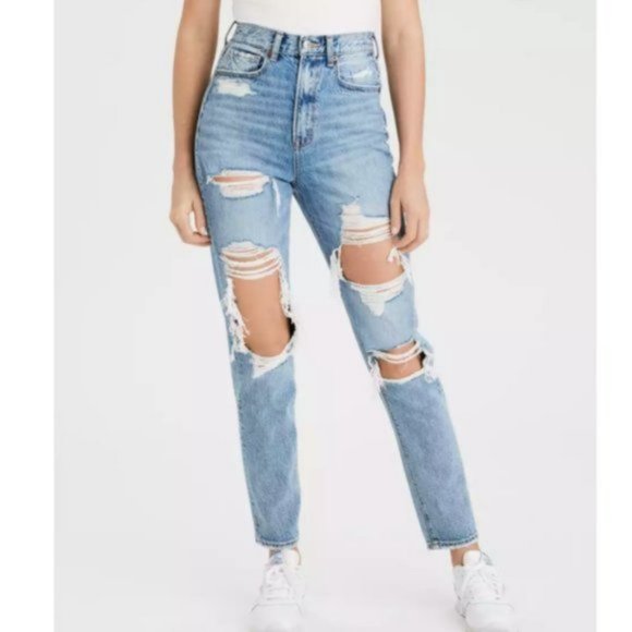 American Eagle Outfitters Denim - AE Highly Distressed Mom Jeans Size 6